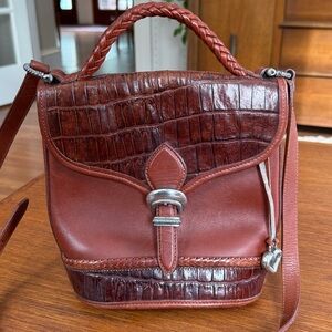 Brighton Vintage Y2K 90s Leather Medium Bucket Bag Purse, Crossbody Shoulder Bag